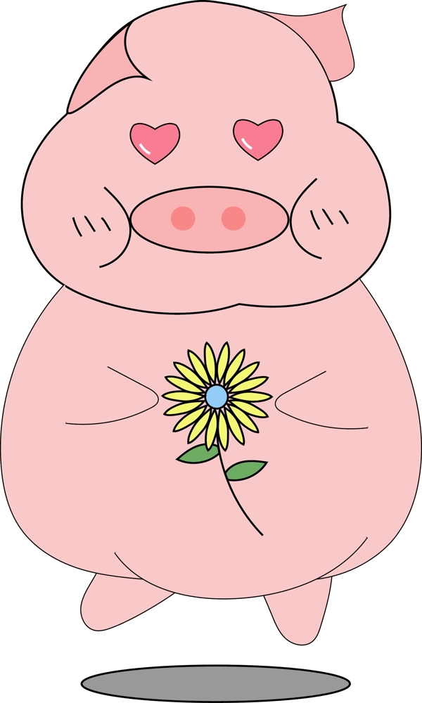 可爱粉色猪年小猪犯桃花表情可商用元素