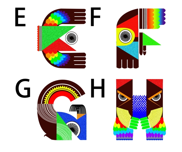 字母EFGH风格设计