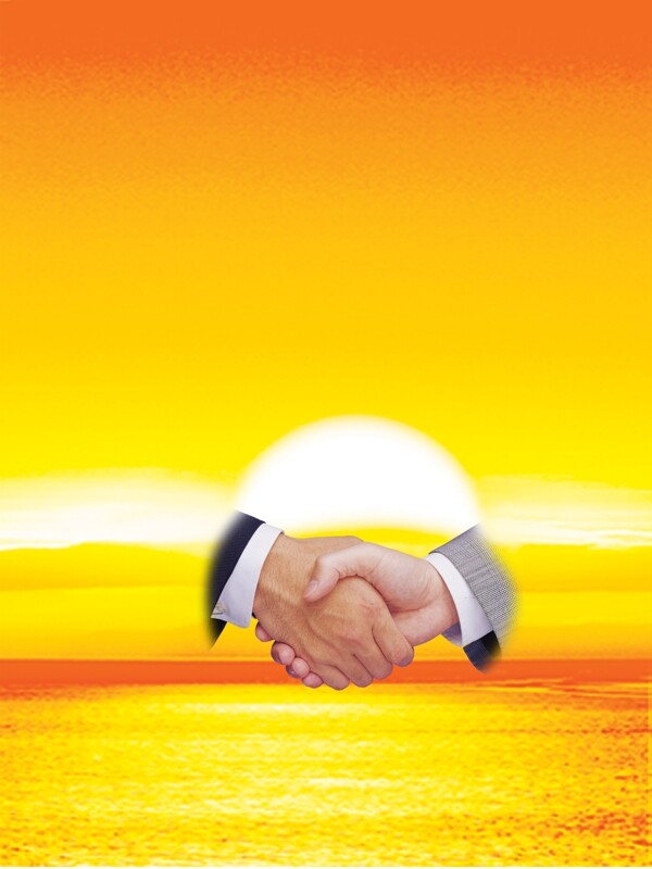 握手与朝阳图片