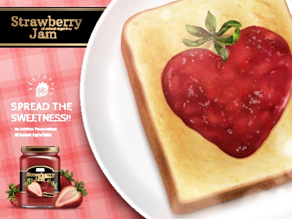 草莓酱和面包美食海报