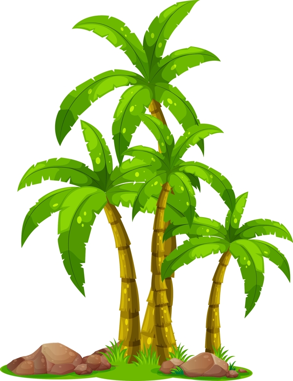 清新绿色椰子树元素