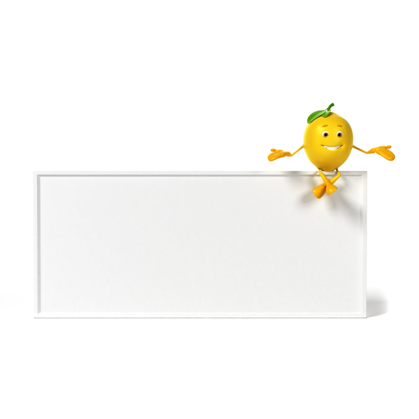 坐在白板上的柠檬图片