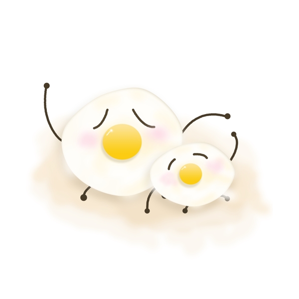 手绘可爱表情煎蛋鸡蛋食物素材
