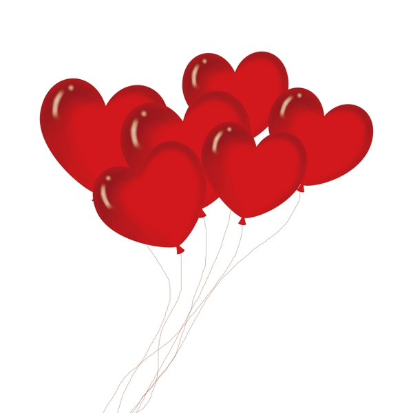 手绘红色爱心气球