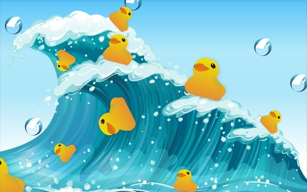 冲浪小黄鸭图片