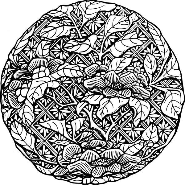 圆形图案花卉系列吉祥纹样芍药花图片