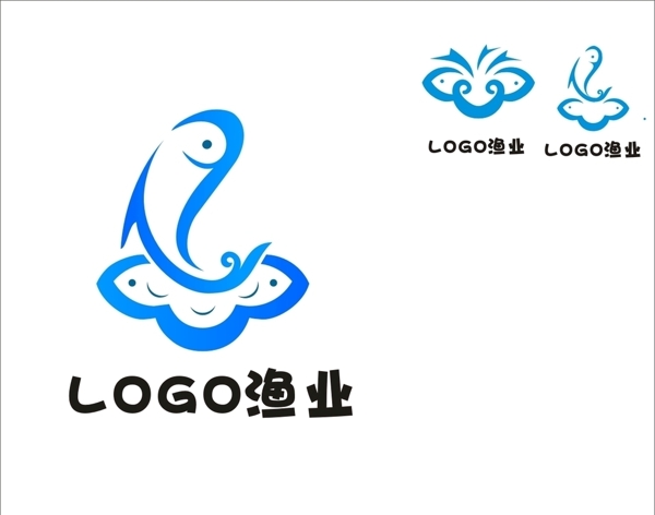 logo渔业鱼花桃花