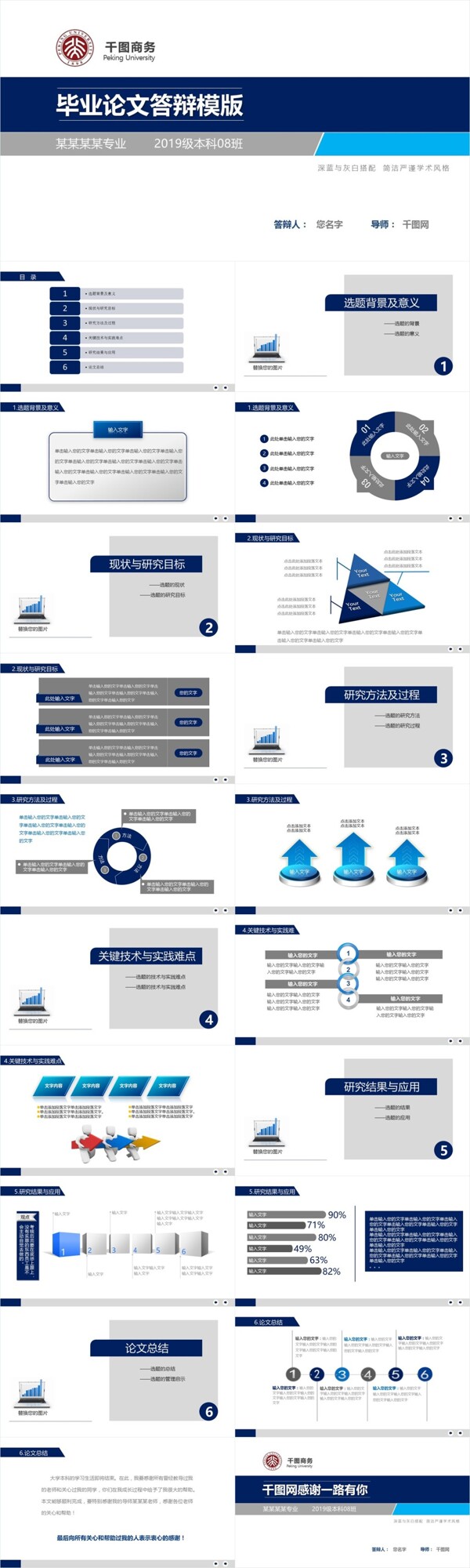 蓝灰风格毕业答辩模板