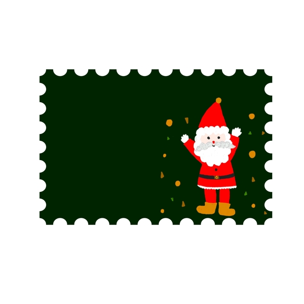 圣诞邮票小贴纸装饰元素