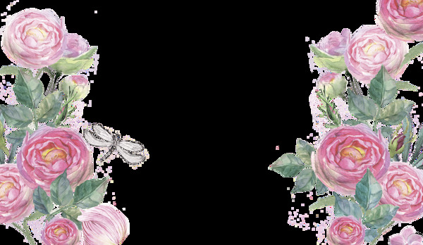 粉色绽放花卉卡通透明素材