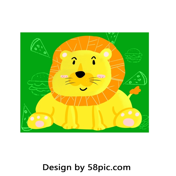 可爱卡通胖狮子装饰图案