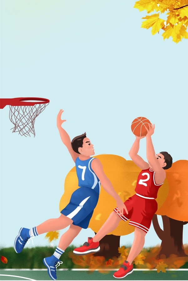 篮球蓝色简约风海报banner背景