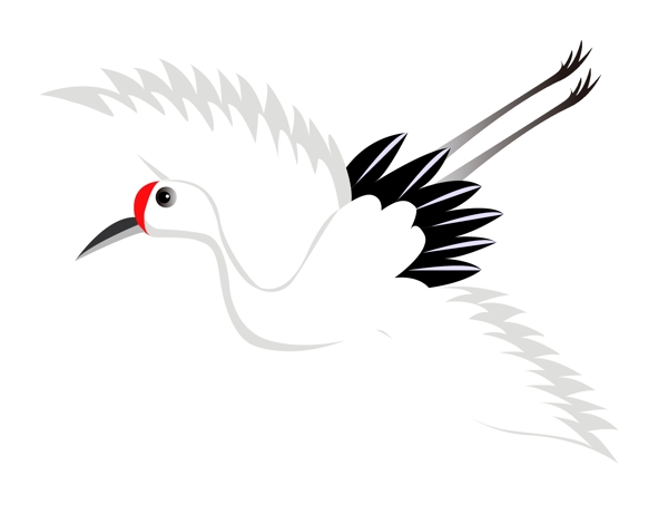 手绘卡通白色冬天飞翔的仙鹤