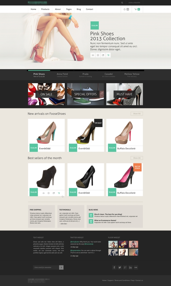 大气的企业鞋子商城网站模板素材