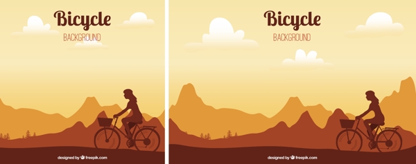 骑自行车的日落背景