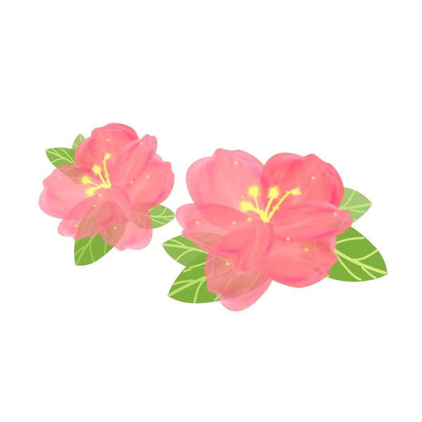 小清新手绘浪漫粉色花朵素材