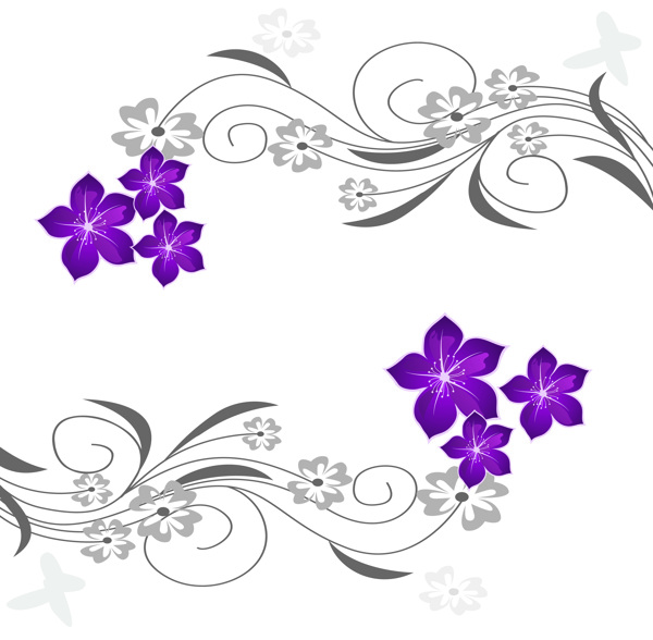 紫色小花室内移门创意画