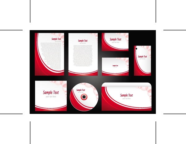 红色动感线条企业画册vi设计图片