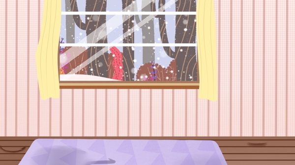冬季温馨墙壁上的窗户背景设计