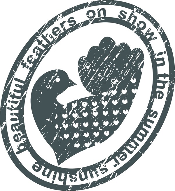 印花矢量图徽章标记色彩动物鸟类免费素材