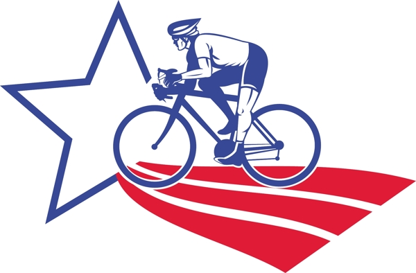 骑自行车的人骑着自行车赛车星条旗