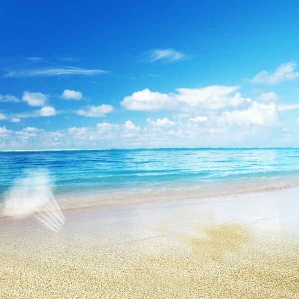 蓝色沙滩大气夏季产品聚划算直通车主图图片
