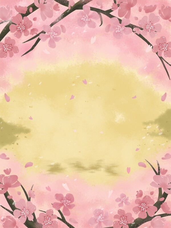 浪漫粉色樱花情人节展板背景设计
