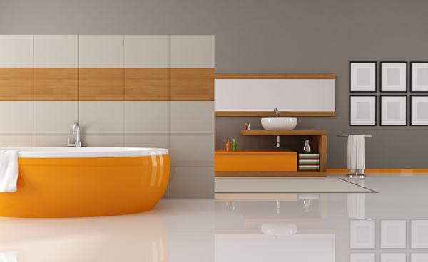 橘黄色简洁浴室装修设计图片