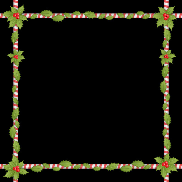 简约绿色树叶红白条纹边框png元素
