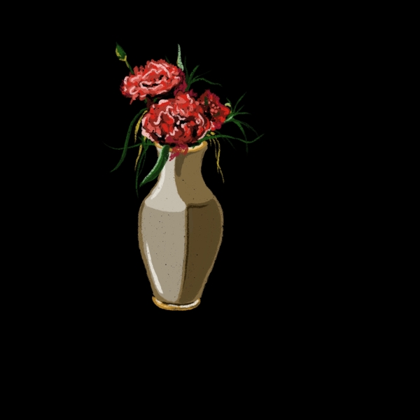 好几支花插在花瓶插图