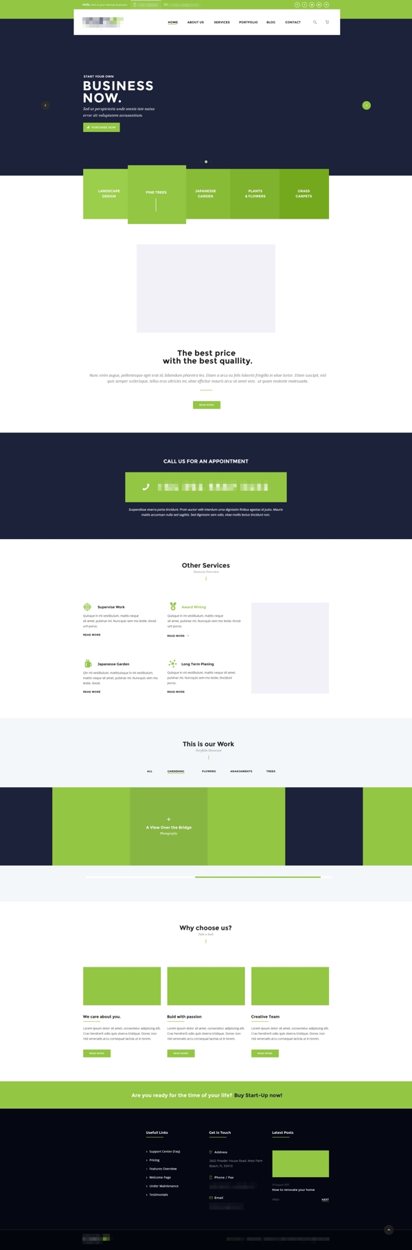 绿色的文艺园艺网站首页企业通用模板