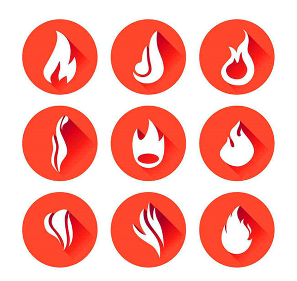 红底白色火焰素材矢量图