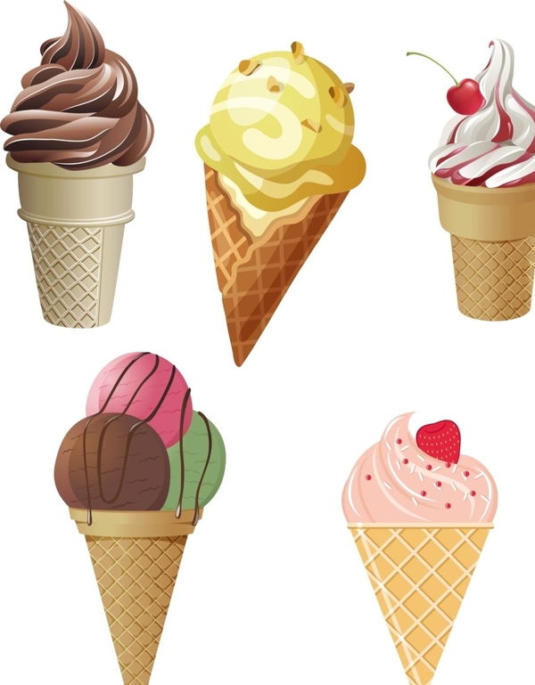 卡通脆筒冰淇淋图片