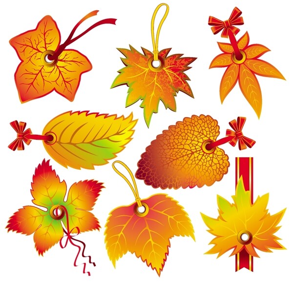 美丽的秋天树叶主题LOGO矢量素材