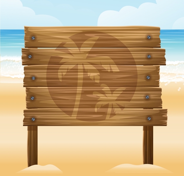 海滩木板标志