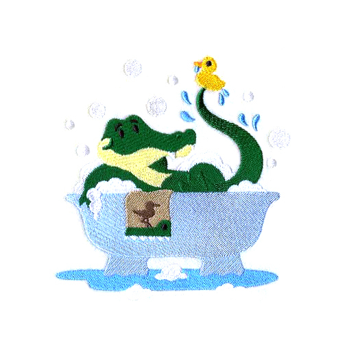 绣花动物鳄鱼生活元素浴缸免费素材