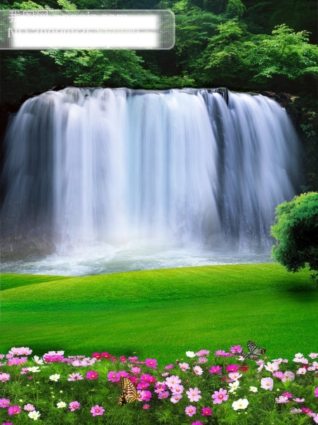 自然山水瀑布风景