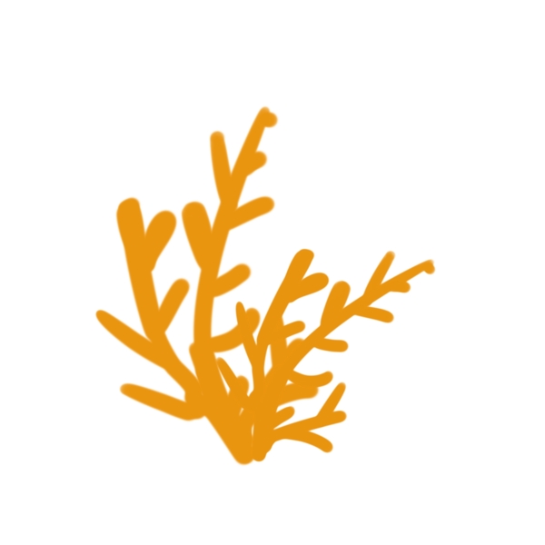 手绘矢量海洋动植物黄色珊瑚树素材
