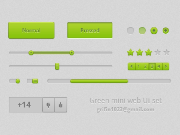 清洁绿色的WebUI元素盒PSD