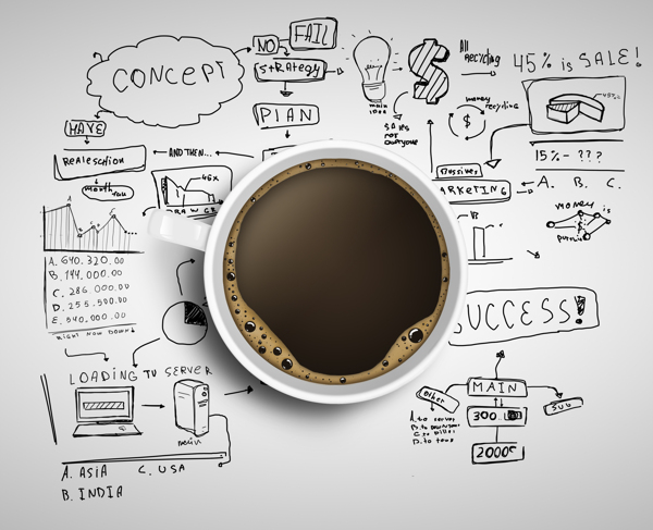 咖啡杯子与信息图表图片