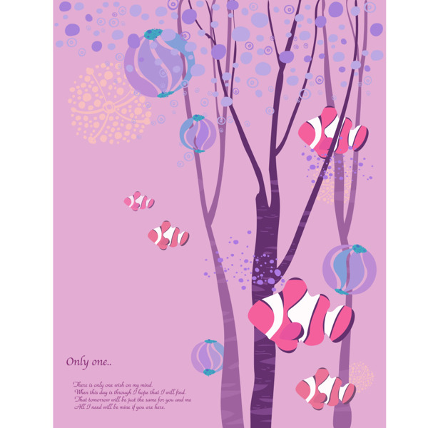 紫色树叶花纹图案