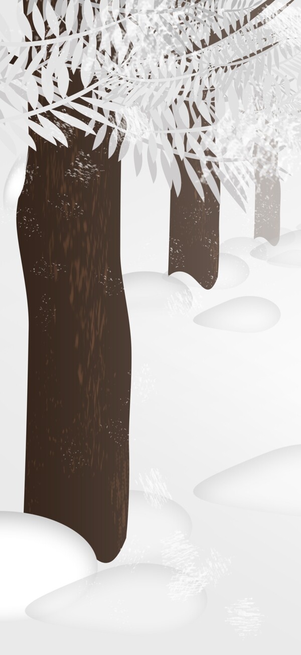 卡通冬至节气树林雪景背景