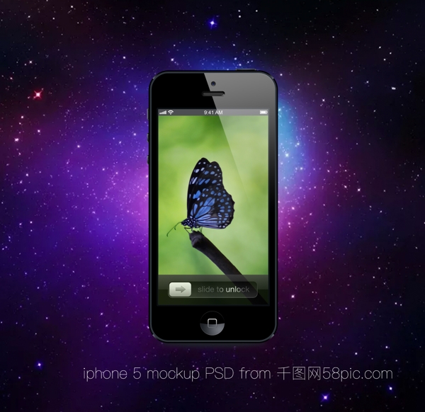 场景中的黑色iPhone4s手机样机模板