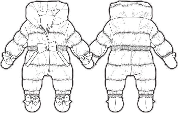 冬季羽绒服小宝宝服装是设计素材线稿