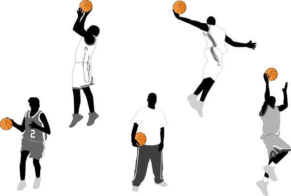 篮球运动人物及动作矢量素材