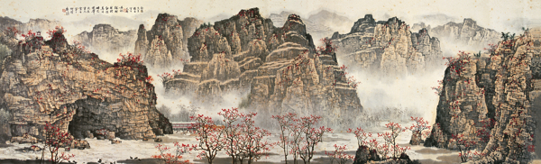 白雪石国画丹林柿树相映红图片