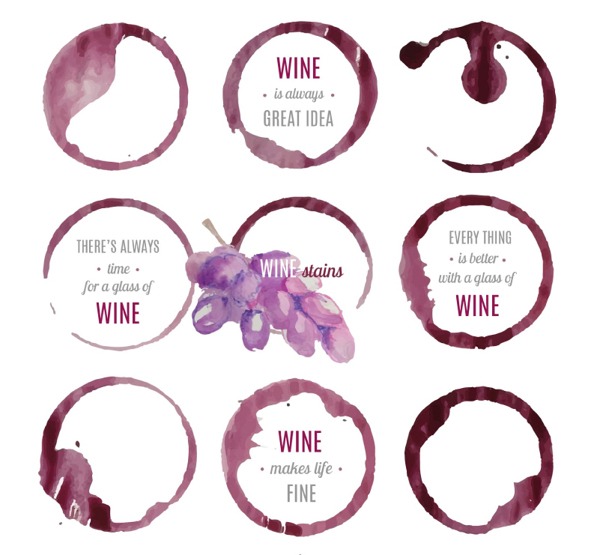 紫色水彩葡萄酒标签矢量图