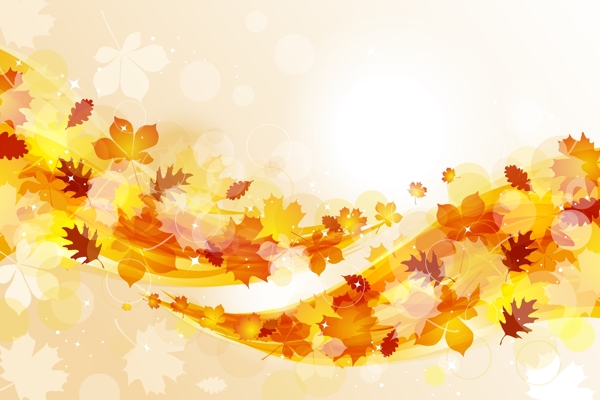 金秋季节树叶边框与背景矢量素材
