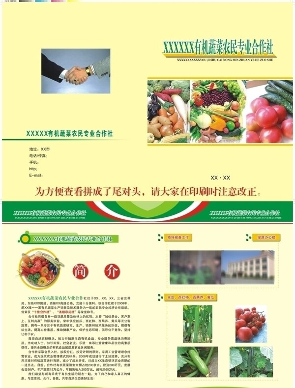 有机蔬菜农民合作社画册宣传图片