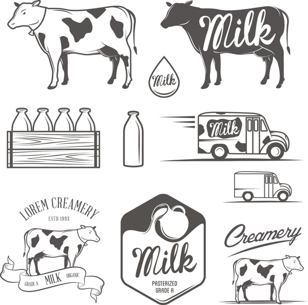手绘牛奶图标设计